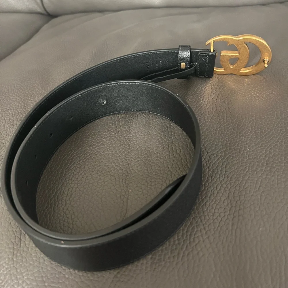 Sold- Authentic Gucci Marmont Large Black Leather GG Belt - Picture 7 of 9